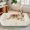CareCooo Flauschiges Hundebett XXL für Große Hunde, Waschbar Abnehmbar, Rechteckig, rutschfest & Komfortabel, Hundekissen, Hundesofa für Extra Große Rassen, weiß, XL(109x76x20cm)