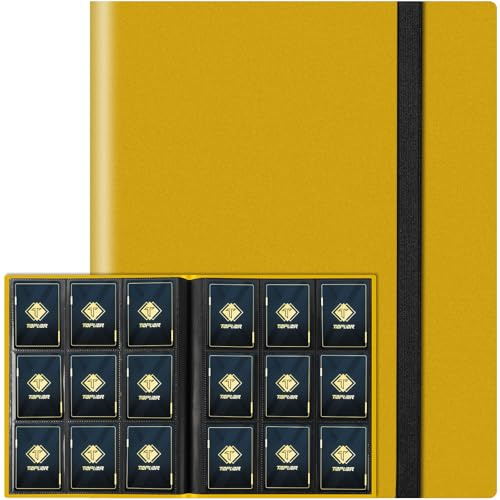 Trading Card Binder Holder 9 Pocket Card Album Folder, Card Collection Binder with 360 Side Loading Pocket Card Book Fit for MTG Baseball Football Sports Card Play Cards (Yellow, 360 Pockets)