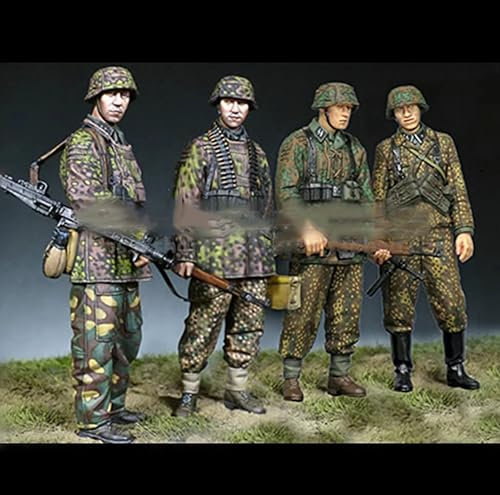 FZCWAVAB 1/35 WWII German Soldier Resin Soldier Kit Unbemalt und unmontiert Resin Modellbausatz (4 Personen) // R9z4g9