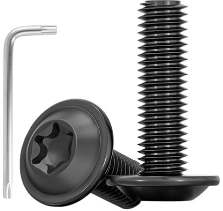 20 tornillos M6 x 25, tornillos de cabeza alomada, tornillos torx, tornillos de cabeza plana con disco, acero inoxidable A2 V2A, rosca completa, tornillo de brida con llave Torx (M6 x 25)