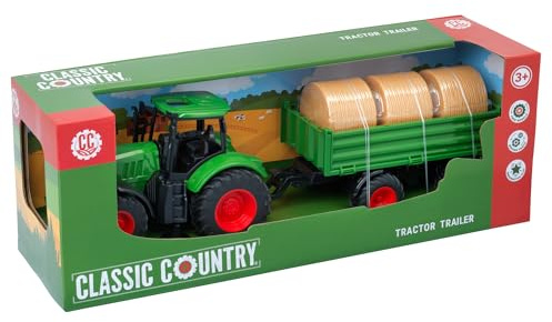 Classic Country John Adams | 42cm Tractor & Trailer Set with moving parts | Kids' Play Farm Vehicles | Ages 3+