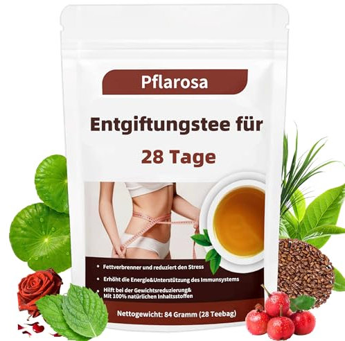 Detox Tee zum Abnehmen, 28-Tage Gewichtsverlust Detox Tee, Natürliche Kräutertee mit Lotusblatt, Cassia-Samen, Hawthorn & Grüntee –Fördert Fettabbau, Entgiftung, Verdauung & Stoffwechsel