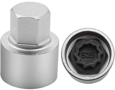 WYYFXY® Adaptador de cerradura de llanta de plata 525, adaptador para llave de bloqueo de ruedas, tuercas de bloqueo de ruedas, llave de cierre para llantas VW (525)