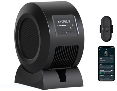 CYCPLUS Smart Indoor Cycling Fan, BLDC Motor, 5 Speed Modes, Low Noise | Gound Base, with Remote and APP Control, Bluetooth/ANT+ Fan for indoor Bike Trainers, Stationary/Spin Bikes, Cross Training