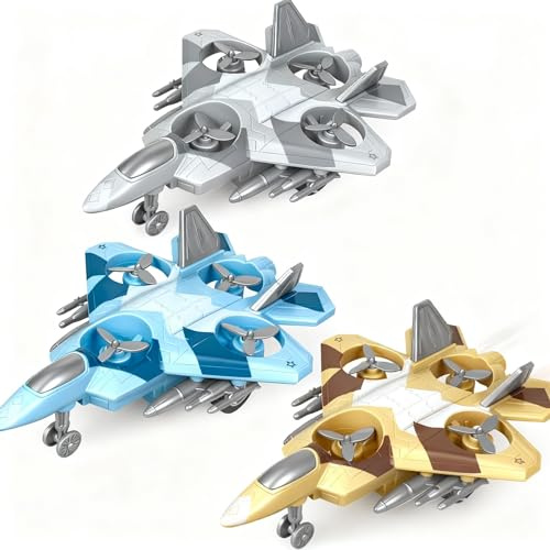 Beenavee Avión de juguete, gran avión de combate inercial deslizante, juguete para niños y niñas, paquete de 3 unidades