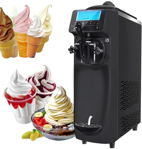 Soft Ice Cream Machine 6L with Self-Cooling Compressor, 3 Hour Auto-Cooling Function, Automatic Cleaning System for Summer Snacks and Cafes