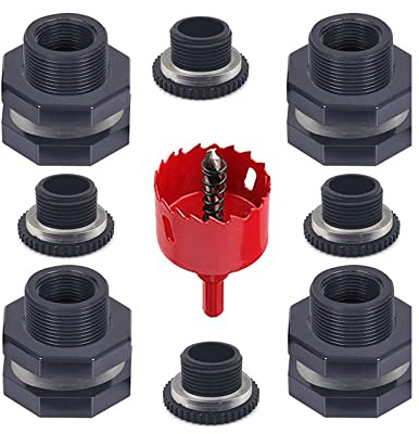 Kit di Collegamento per Barili di Pioggia, Connettore per Serbatoio d'Acqua Durevole con Tappi per Fori, Kit di Rubinetti per Paratie da Giardino, 1 Pollice