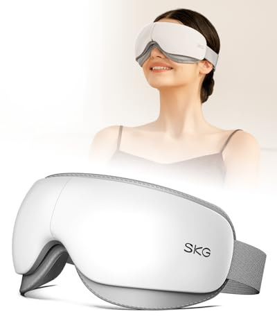 SKG Masajeador de ojos con calefacción, antifaz portátil para relajar y aliviar la fatiga ocular, masajeador de ojos con Bluetooth, para el día de la madre o cumpleaños para mamá, papá,
