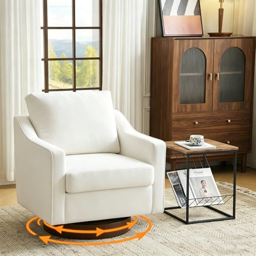 Bonnlo 360° Swivel Armchair, Comfy Accent Chair, Thick Cushion Tub Chair