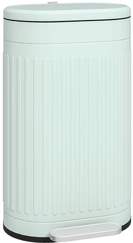 HOMCOM Mülleimer 30L Treteimer Abfalleimer mit Deckel und Fußpedal, Müllbehälter mit herausnehmbarem Inneneimer, Soft-Close-Funktion für Wohnzimmer, Büro, Grün, 36,5 x 31,2 x 60,8 cm