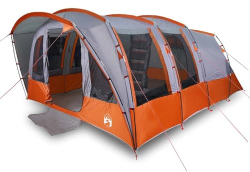 Tente de Camping Familiale, Tente Tunelle Imperméable 8 Personnes Gris imperméable 430x314x178/183 cm