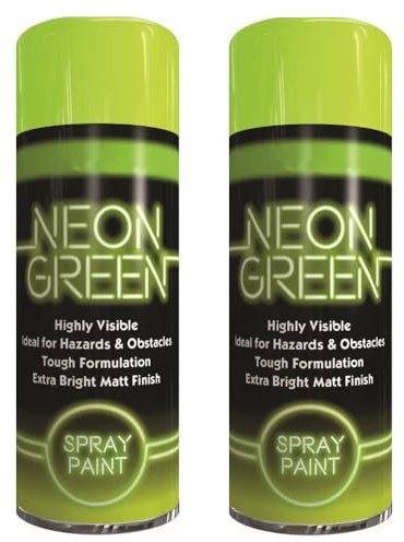 ZOPPER Bright Neon Green Aerosol Spray Paint, 200ml Twin Pack | Fluorescent Colour Cans, Graffiti Art, DIY, Creative Crafts