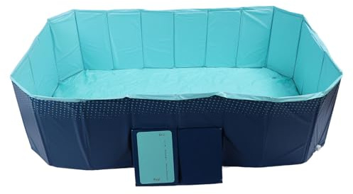 Ejoyous Hopfällbar Pool PVC Bärbar Pool Ej Uppblåsbar Förtjockad Slitstark Enkel Hopfällbar Förvaring för Bakgård Utomhus Vattenlek Barn Hundar Familj (2,1 m)