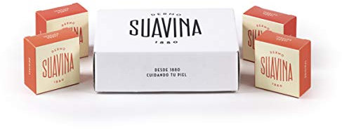 SUAVINA - Jabon Natural Solido Original | Jabón de Manos, Cuerpo y Cara que Limpia Profundamente y Revitaliza la Piel - Pack Regalo Original de 4 Unidades de 60 ml