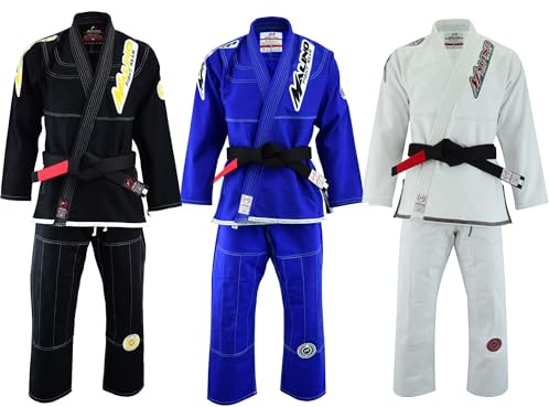 Malino BJJ Gi Adulte Crocodile Brésilien BJJ Gi, Costume BJJ, Jiu Jitsu Costume Perle Tissage Coton 450 g/m² (A1, Bleu)