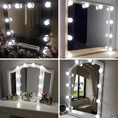 Kit de Lumière LED Miroir, Lampe pour Miroir cosmétique avec 10 marches luminosité & 3 Modes de Couleur, 10 LED Miroir Lampe de Maquillage USB Lampe de Style Hollywood (Miroir Non Inclus)