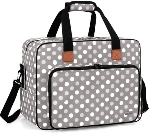 Luxja Bolsa para Máquina de Coser, Funda Maquina de Coser, Maleta Maquina Coser Organizador de Accesorios de Tejer (No Incluido Accesorios), Puntos Grises