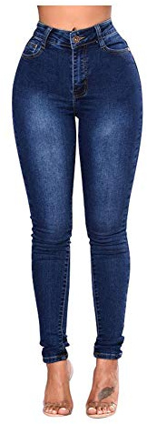 YOUCAI Dam stretch tjock smal passform hög midja stretch ankel jeggings damer dragkedja bomull penna jeans byxor byxor leggings, Blue2, XL