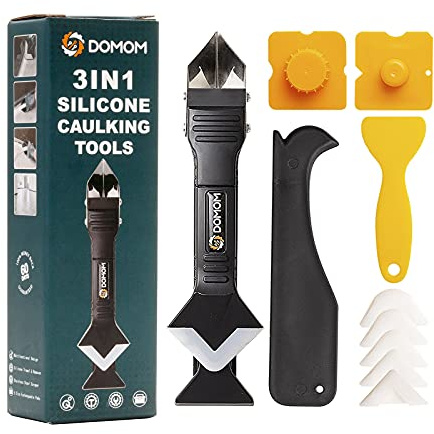Caulking Remover Tool Kit, 3 in 1 Silicone Grout Removal Caulk Finishing Angle Sealant Scraper for Bathroom Kitchen Floor Window, Stainless Steelhead