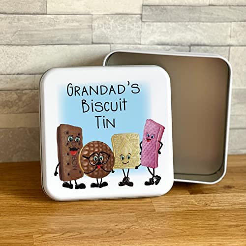 Print4you Cartoon biscuits, Birthday gift idea for Dad Grandad Uncle, Personalised White Biscuit/Cake Metal Tin