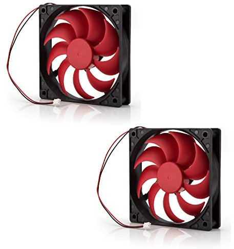 Neuftech 2 ventole di alimentazione per PC da 120 mm, ventola silenziosa, 2 pin DC 12 V, colore rosso (confezione da 2)