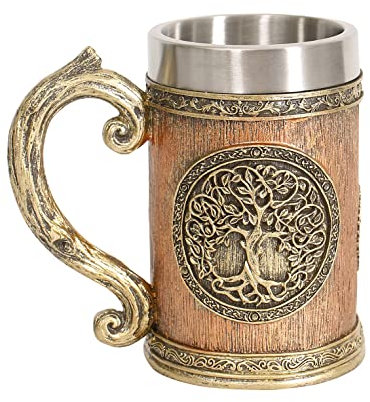 OTARTUDE Mythologie nordique, arbre du monde Yggdrasil, tasse à bière en acier inoxydable, tasse à café TheTree of Life pour homme et cadeau de fête des pères, 600 ml