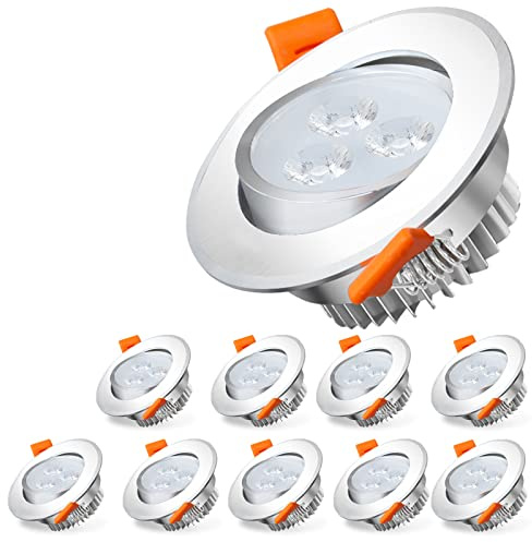Sonnewelt LED spot Einbaustrahler 230V 10 Stück x 3W Kaltweiß LED deckenleuchte Spots schwenkbar energieeffizient Deckenspots flach Einbauleuchten fr Badezimmer Kche Wohnzimmer Korridor