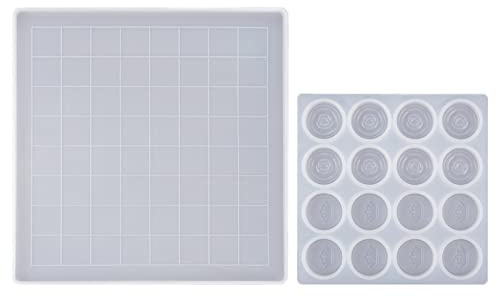 Stampo per dama | Set di stampi in silicone per colata | Stampi flessibili a dama epossidica in cristallo per bambini, adulti, famiglia, arte fai da te