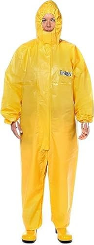 Dräger SPC 4400 Combinaison de sécurité jetable Contre des poussières et des liquides en CPM avec Haute résistance Chimique | Tenue de Protection Jaune pour Peinture et Produits Chimiques | Taille XL