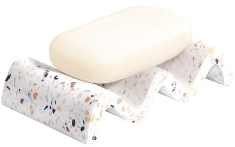 Luxspire Portasapone Domestico, Portasapone Drenante, Porta Saponetta per Bagno Cucina, Portasapone in Resina a Onda, Contenitori Sapone Impermeabile, Organizer Sapone, Porta Spugna, Colore/Bianco