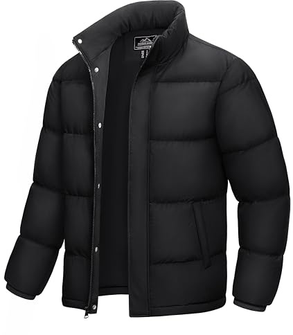 MAGCOMSEN Mens Puffer Jacket Winter Insulated Down Jacket Windproof Water Shedding Warm Bubble Coat with Zip Pockets