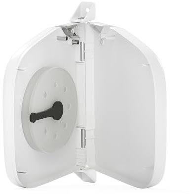 BAUHELD® Rolladen-Gurtwickler Aufputz [Aufklappbar] - Mini Rollladen Aufwickler mit Kunststofftrommel - Für Rolladengurt 14mm [ohne Gurt] - 180° Schwenkbar mit Lochabstand von 155mm - Weiß