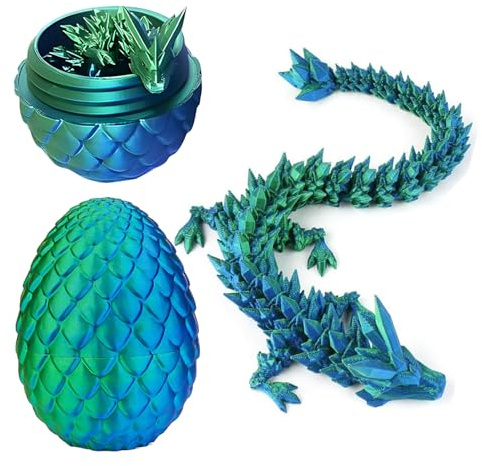 JurciCat Uovo di Drago Stampato in 3D con Figure di Drago Mobili di Drago per Natale Pasqua Compleanno Carnevale Adulti Bambini Regali Giocattol i(Verde)