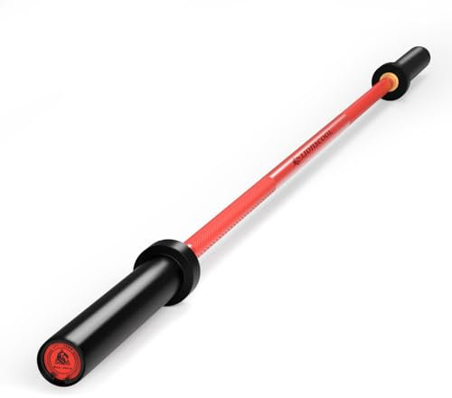 LIONSCOOL 4FT 2-Inch Olympic Barbell for Strength Training (4 ft, Red & Black)