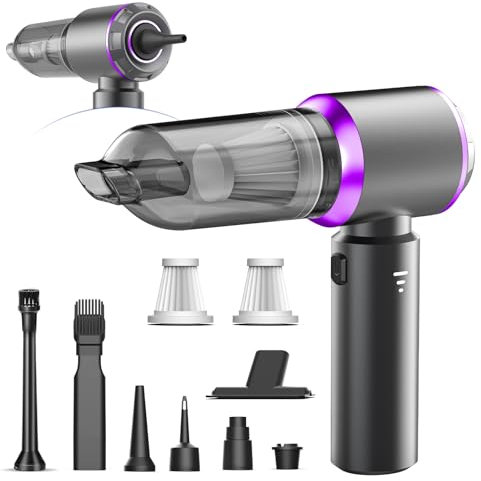 Kedifoai Aspirador de Mano, 26000Pa Mini Aspirador Recargable, Aspiradoras de Mano Coche 4 en 1 con Motor sin escobillas, Aspirador sin Cable para Coche, para Oficina Hogar