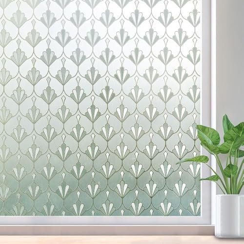 Privacy Window Film Non Adhesive Frosted Glass Sun Blocking Self Static Cling Decorative for Home Kitchen Living Room, Removable and Reusable (40 x 200 cm)