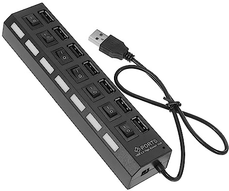 HOMOBABE USB Hub Port USB Splitter med LED Indikatorer Bärbar Hög Hastighet för Datorer Hem Resor