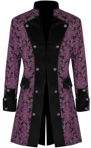 Cappotto Steampunk Uomo, Uomo Gothic Frack Frac Vittoriano da Uomo Cappotto Gotico Steampunk Medievale Costumi Costume Halloween Costumi da Gentiluomo per Adulti per Feste di Halloween
