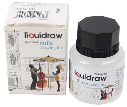 Liquidraw Encre de Chine blanche – 35 ml | Fournitures d'artistes indispensables | Non toxique, imperméable, résistant à la lumière et permanent | Convient pour les stylos et pinceaux | Utilisation