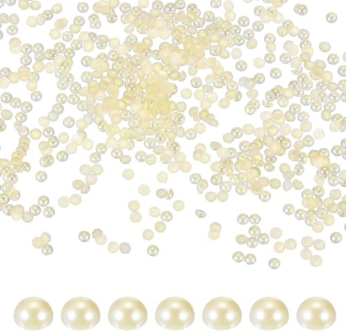 PATIKIL 8000 Pcs Perlas Beige Medias Perlas Abalorios 2mm ABS Strass Planos Perlas Para Manualidades Fabricación De Joyas Arte De Uñas DIY Ropa Decoración De Bodas