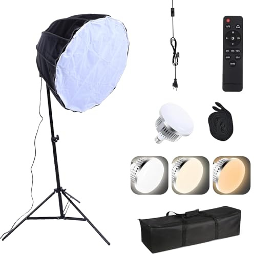 Plyisty 12-sidig 60 Cm Softbox med 85W LED-ljus, Kontinuerlig Belysningskit med Fjärrkontroll, Dimbar och 210° Huvud för Porträtt, Streaming och Produktfotografering (EU)