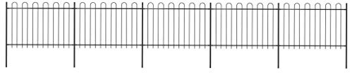 vidaXL Recinzione da Giardino con Punta Tonda Decorativa Robusta Pannelli e Pali Recinto Barriera Esterna in Acciaio Verniciato 8,5x1,2 m Nero