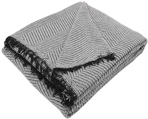 MERCURY TEXTIL- Colcha Multiusos Sofa,Manta Foulard,Plaid para Cama,Cubresofa Cubrecama,jarapas,Comoda Practica y Suave. Poliester Algodón (230 x 260cm, Espiga Gris Negro)