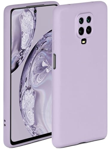 ONEFLOW Mjukt fodral kompatibelt med Xiaomi Redmi Note 9 Pro fodral av silikon, upphöjda kanter för skärmskydd, två lager, mjukt mobiltelefonfodral – matt syren