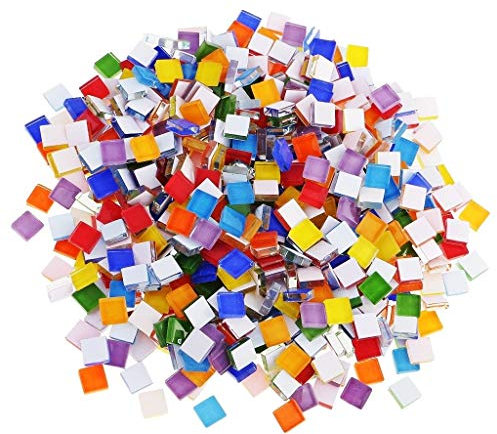 LUOSHUAI Tesselles mosaique 100G Assortiment de Couleurs carrées carrées carrées en Verre de mosaïque pour DIY Artisanat mosaïque en Pierre Mosaique Verre