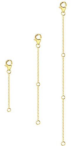 ALEXCRAFT 3 Stück Kettenverlängerung Gold, 14 k Vergoldete Verlängerungs Kette mit Karabinerverschlüsse Biegeringschnalle für Halskette Fußkette Armband Schmuckherstellung, 2/4/6 inch