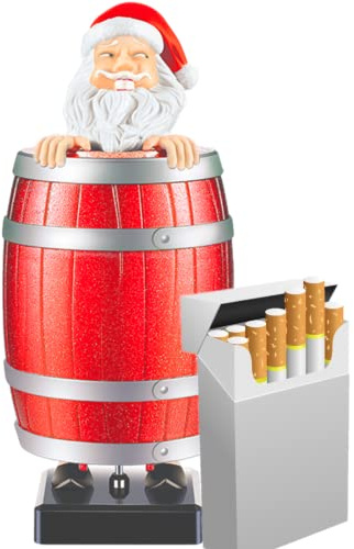 BLOOOK - Dispenser di sigarette a forma di Babbo Natale in una botte di legno, contenitore per sigarette divertente, adatto come regalo per le feste di Natale, regalo per uomini