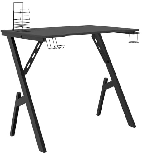 vidaXL Scrivania da Gaming con Gambe a Y Nera 90x60x75 cm