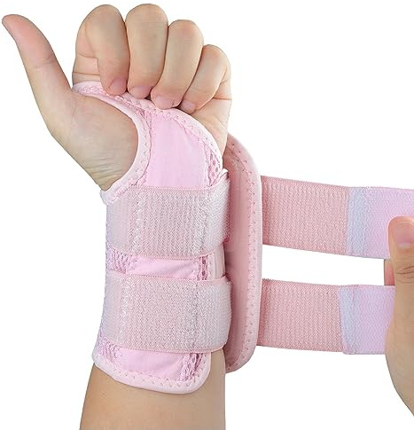 Tianhengyi Carpal Tunnel Wrist Brace, Adjustable Wrist Support Brace, Night Wrist Sleep Supports Splints Arm Stabilizer (Left Hand, S/M, Pink)