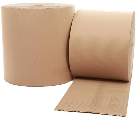 600mm x 75m Corrugated Cardboard Roll | Corrugated Paper Rolls for Wrapping, Large Cardboard Sheets for Packing & Shipping | Strong Paper for Protection (2 Rolls)